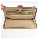 Vintage Crocodile-Texture Leather Frame Clutch with Inner Mirror