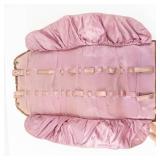 Antique Embossed Leather Travel Case - Pink Satin Interior