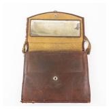 Vintage Brown Leather Handbag with Embossed Front Flap - Frame Closure
