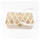 Lucite Box with Diamond Pattern Lid - Gold Tone Clasp, Vintage Vanity Case/Purse