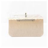 Lucite Box with Diamond Pattern Lid - Gold Tone Clasp, Vintage Vanity Case/Purse