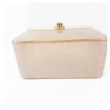 Lucite Box with Diamond Pattern Lid - Gold Tone Clasp, Vintage Vanity Case/Purse