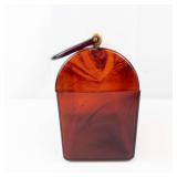 Vintage Amber Tortoiseshell Jewelry Box/Purse - Small Lidded Keepsake With Gold Hardware
