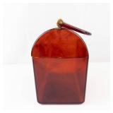 Vintage Amber Tortoiseshell Jewelry Box/Purse - Small Lidded Keepsake With Gold Hardware