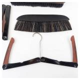 Antique Travel Set - Leather Case, 2 Folding Travel Hangers, Hat Brush, Clothing Brush