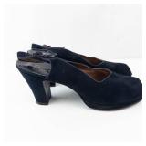 Vintage Dayton Company Minneapolis Navy Suede Open-Toe Slingback Heels - Block Heel