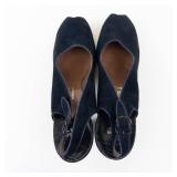 Vintage Dayton Company Minneapolis Navy Suede Open-Toe Slingback Heels - Block Heel