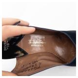 Vintage Dayton Company Minneapolis Navy Suede Open-Toe Slingback Heels - Block Heel