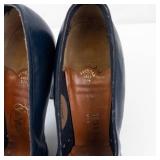 Pandora Navy Leather Peep-Toe Pumps Last 224 Made in Italy 3-Inch Heel