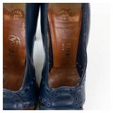 Pandora Navy Leather Peep-Toe Pumps Last 224 Made in Italy 3-Inch Heel