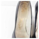 Pandora Footwear Black Leather Bow Pump - Made in Italy, EU 38