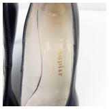 Pandora Footwear Black Leather Bow Pump - Made in Italy, EU 38