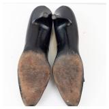 Pandora Footwear Black Leather Bow Pump - Made in Italy, EU 38