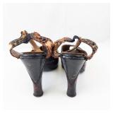 Mayfair Manolo Blahnik Snake-Embossed Slingback Platform Heels