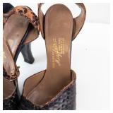 Mayfair Manolo Blahnik Snake-Embossed Slingback Platform Heels