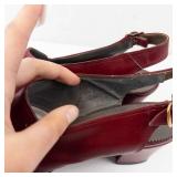 United States Corp. Burgundy Leather Slingback Pumps - Block Heel, Women