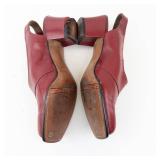 United States Corp. Burgundy Leather Slingback Pumps - Block Heel, Women