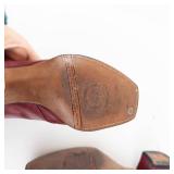 United States Corp. Burgundy Leather Slingback Pumps - Block Heel, Women