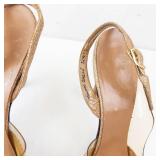 Vintage  Glitter Slingback Sandals - Clear Straps, Bow Rhinestones