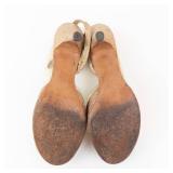 Vintage  Glitter Slingback Sandals - Clear Straps, Bow Rhinestones