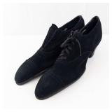 Vintage Black Suede Oxford Heels - 2 in Block Heel, Women