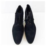 Vintage Black Suede Oxford Heels - 2 in Block Heel, Women