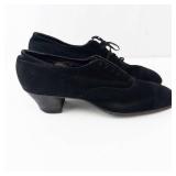 Vintage Black Suede Oxford Heels - 2 in Block Heel, Women