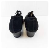 Vintage Black Suede Oxford Heels - 2 in Block Heel, Women