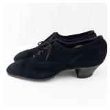 Vintage Black Suede Oxford Heels - 2 in Block Heel, Women
