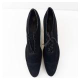 Vintage Black Suede Oxford Heels - 2 in Block Heel, Women