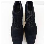 Vintage Black Suede Oxford Heels - 2 in Block Heel, Women