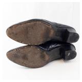 Black Leather Lace-Up Ankle Boots - Vintage Style, Women