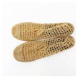 Gold Crochet Sandals - Open Mesh Knit, 9in Sole Length, Women