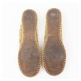 Gold Crochet Sandals - Open Mesh Knit, 9in Sole Length, Women