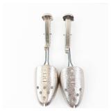 Vintage Metal Foot Guards Pair - Perforated Shields with Straps (Industrial Safety)