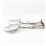 Vintage Metal Foot Guards Pair - Perforated Shields with Straps (Industrial Safety)