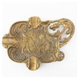 Antique Brass Ashtray - Engraved Scene with Figures