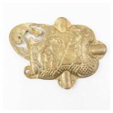 Antique Brass Ashtray - Engraved Scene with Figures