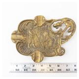 Antique Brass Ashtray - Engraved Scene with Figures
