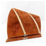 Antique Rust Velvet Vanity Case with Mirror and Dual Powder Wells