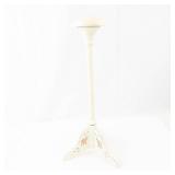 White Floral Hat Stand with Rose Motif - Painted Wood Tripod Base