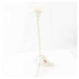 White Floral Hat Stand with Rose Motif - Painted Wood Tripod Base