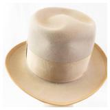 Wormser Royal Luxury Beaded-Stitch Fedora Hat - Beige Felt