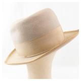 Wormser Royal Luxury Beaded-Stitch Fedora Hat - Beige Felt