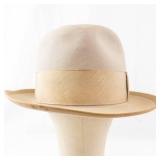 Wormser Royal Luxury Beaded-Stitch Fedora Hat - Beige Felt