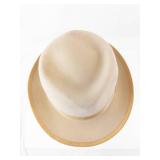 Wormser Royal Luxury Beaded-Stitch Fedora Hat - Beige Felt