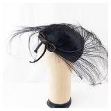 Norman Durand Original Fascinator Headpiece - Black Velvet Disk & Feathers