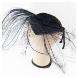Norman Durand Original Fascinator Headpiece - Black Velvet Disk & Feathers