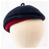 Harold Velvet Beret - Navy with Red Crown Accent, Minneapolis