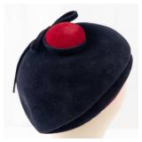 Harold Velvet Beret - Navy with Red Crown Accent, Minneapolis